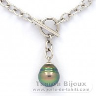 Braccialetto in Argento e 1 Perla di Tahiti Cerchiate B+ 10.2 mm