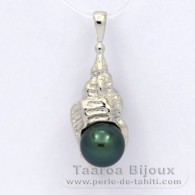 Ciondolo in Argento e 1 Perla di Tahiti Semi-Barocca B 8.9 mm
