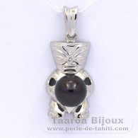 Ciondolo in Argento e 1 Perla di Tahiti Semi-Barocca B 8.5 mm