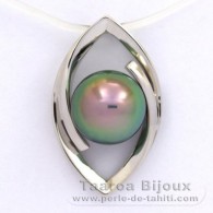 Ciondolo in Argento e 1 Perla di Tahiti Rotonda C+ 8.9 mm