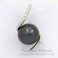 Ciondolo in Argento e 1 Perla di Tahiti Semi-Rotonda C 9.2 mm