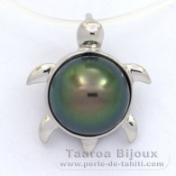 Ciondolo in Argento e 1 Perla di Tahiti Rotonda C 9.4 mm