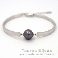 Braccialetto in Argento e 1 Perla di Tahiti Rotonda B 11 mm