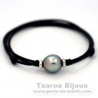 Collana in Cotone e 1 Perla di Tahiti Semi-Barocca C+ 12.5 mm