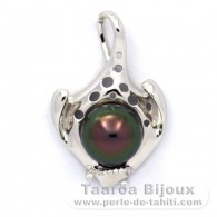 Ciondolo in Argento e 1 Perla di Tahiti Semi-Barocca C+ 12.6 mm