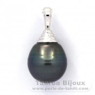 Ciondolo in Argento e 1 Perla di Tahiti Cerchiate C 12.4 mm