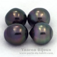 Lotto di 4 Perle di Tahiti Semi-Barroca C di 10.1 a 10.4 mm