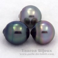 Lotto di 3 Perle di Tahiti Semi-Barroca C di 11.5 a 11.7 mm