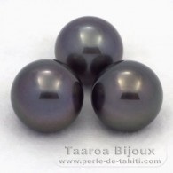 Lotto di 3 Perle di Tahiti Rotonda C di 12.6 a 12.9 mm