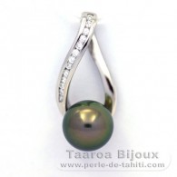 Ciondolo in Argento e 1 Perla di Tahiti Rotonda C 9.1 mm