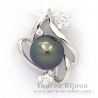 Ciondolo in Argento e 1 Perla di Tahiti Rotonda C 9.4 mm