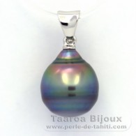 Ciondolo in Argento e 1 Perla di Tahiti Cerchiate C 10.2 mm
