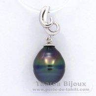 Ciondolo in Argento e 1 Perla di Tahiti Cerchiate B 10 mm