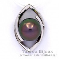 Ciondolo in Argento e 1 Perla di Tahiti Rotonda C 9.8 mm