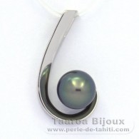 Ciondolo in Argento e 1 Perla di Tahiti Semi-Rotonda C 9.8 mm