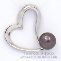Ciondolo in Argento e 1 Perla di Tahiti Rotonda C 9.8 mm