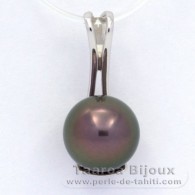 Ciondolo in Argento e 1 Perla di Tahiti Rotonda C 10.4 mm