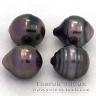 Lotto di 4 Perle di Tahiti Cerchiate C di 9 a 9.4 mm
