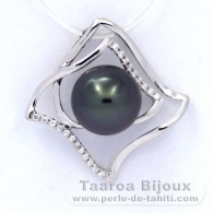 Ciondolo in Argento e 1 Perla di Tahiti Rotonda C 9.5 mm