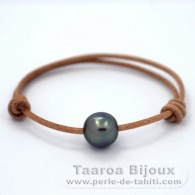 Braccialetto in Cuoio e 1 Perla di Tahiti Semi-Barocca C 12.3 mm