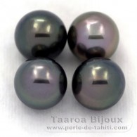 Lotto di 4 Perle di Tahiti Semi-Rotonda C di 10.3 a 10.4 mm