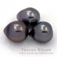 Lotto di 3 Perle di Tahiti Semi-Barroca C di 9 a 9.4 mm