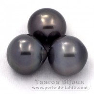 Lotto di 3 Perle di Tahiti Semi-Barroca C di 12.5 a 12.8 mm