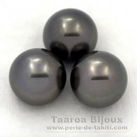 Lotto di 3 Perle di Tahiti Rotonde C di 12.2 a 12.3 mm