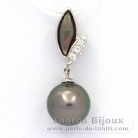 Ciondolo in Argento e 1 Perla di Tahiti Rotonda C 9.7 mm