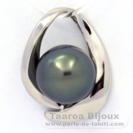 Ciondolo in Argento e 1 Perla di Tahiti Rotonda C 10.9 mm