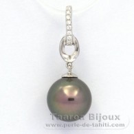 Ciondolo in Argento e 1 Perla di Tahiti Rotonda C 10 mm
