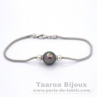 Braccialetto in Argento e 1 Perla di Tahiti Semi-Barocca B 10.2 mm