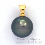 Ciondolo in Oro 18K e 1 Perla di Tahiti Rotonda B 13.6 mm