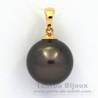 Ciondolo in Oro 18K e 1 Perla di Tahiti Rotonda B 12.8 mm