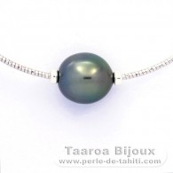 Collana in Argento e 1 Perla di Tahiti Semi-Barocca B 11.4 mm