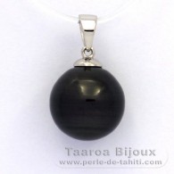 Ciondolo in Argento e 1 Perla di Tahiti Cerchiate B 12.3 mm