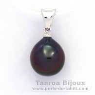 Ciondolo in Oro bianco 18K e 1 Perla di Tahiti Semi-Barocca A 9.3 mm