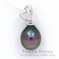 Ciondolo in Argento e 1 Perla di Tahiti Semi-Barocca B 9.2 mm