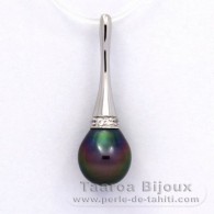 Ciondolo in Argento e 1 Perla di Tahiti Semi-Barocca B 9.8 mm