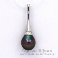 Ciondolo in Argento e 1 Perla di Tahiti Semi-Baroccha B 9.8 mm