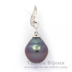 Ciondolo in Argento e 1 Perla di Tahiti Semi-Barocca B 10.2 mm