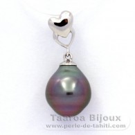 Ciondolo in Argento e 1 Perla di Tahiti Semi-Barocca B 9.8 mm