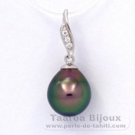 Ciondolo in Argento e 1 Perla di Tahiti Semi-Barocca C 9.2 mm