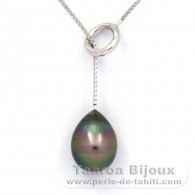 Collana in Argento e 1 Perla di Tahiti Semi-Barocca C 10.4 mm