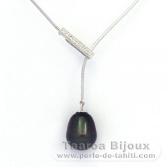 Collana in Argento e 1 Perla di Tahiti Semi-Barocca B 11.1 mm