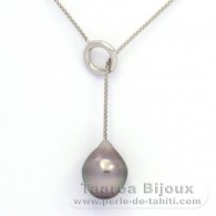Collana in Argento e 1 Perla di Tahiti Semi-Barocca B 11.1 mm