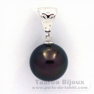 Ciondolo in Argento e 1 Perla di Tahiti Rotonda C 13.9 mm