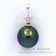 Ciondolo in Argento e 1 Perla di Tahiti Semi-Barocca C 10.4 mm