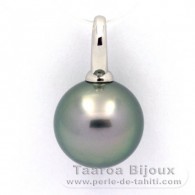 Ciondolo in Argento e 1 Perla di Tahiti Rotonda C 13.8 mm