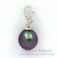 Ciondolo in Argento e 1 Perla di Tahiti Semi-Barocca C 10.8 mm